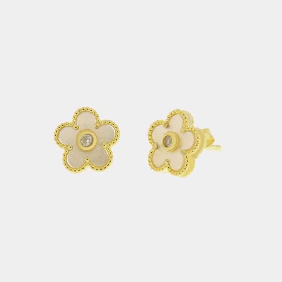 Jewelry BYSIMON  | 925 Silver Earrings With Mother-Of-Pearl Flower